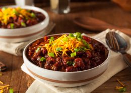 Homemade Organic Vegetarian Chili with Beans and Cheese Recipes