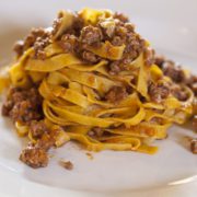 Italian traditional dish of tagliatelle/fettuccine with ragout on our Blog stories
